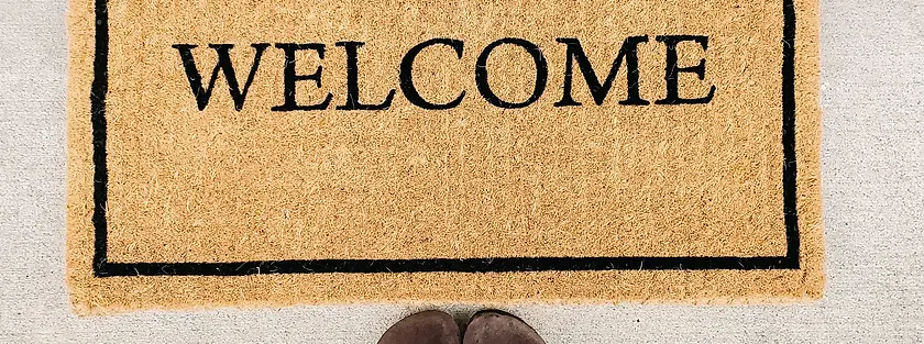 Welcome mat with shoes