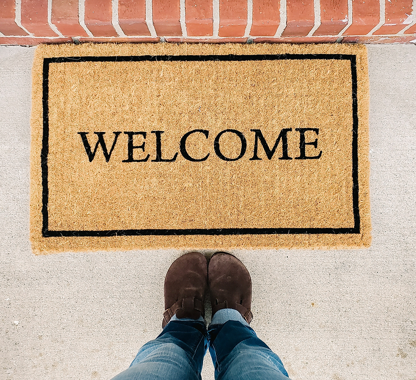 Welcome mat with shoes