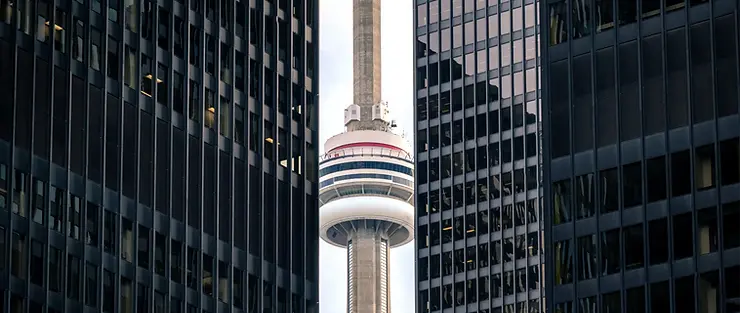 CN Tower with Canadian flag