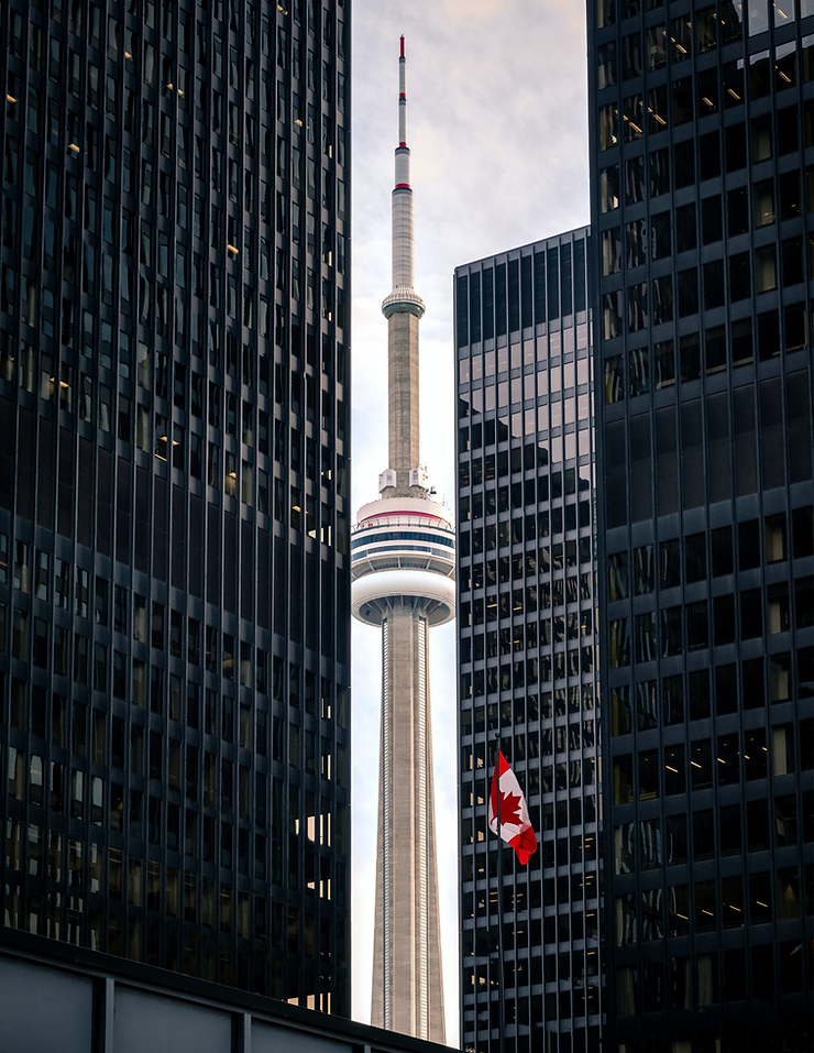 CN Tower with Canadian flag