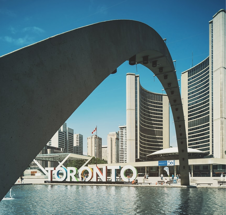 toronto city hall with toronto sign